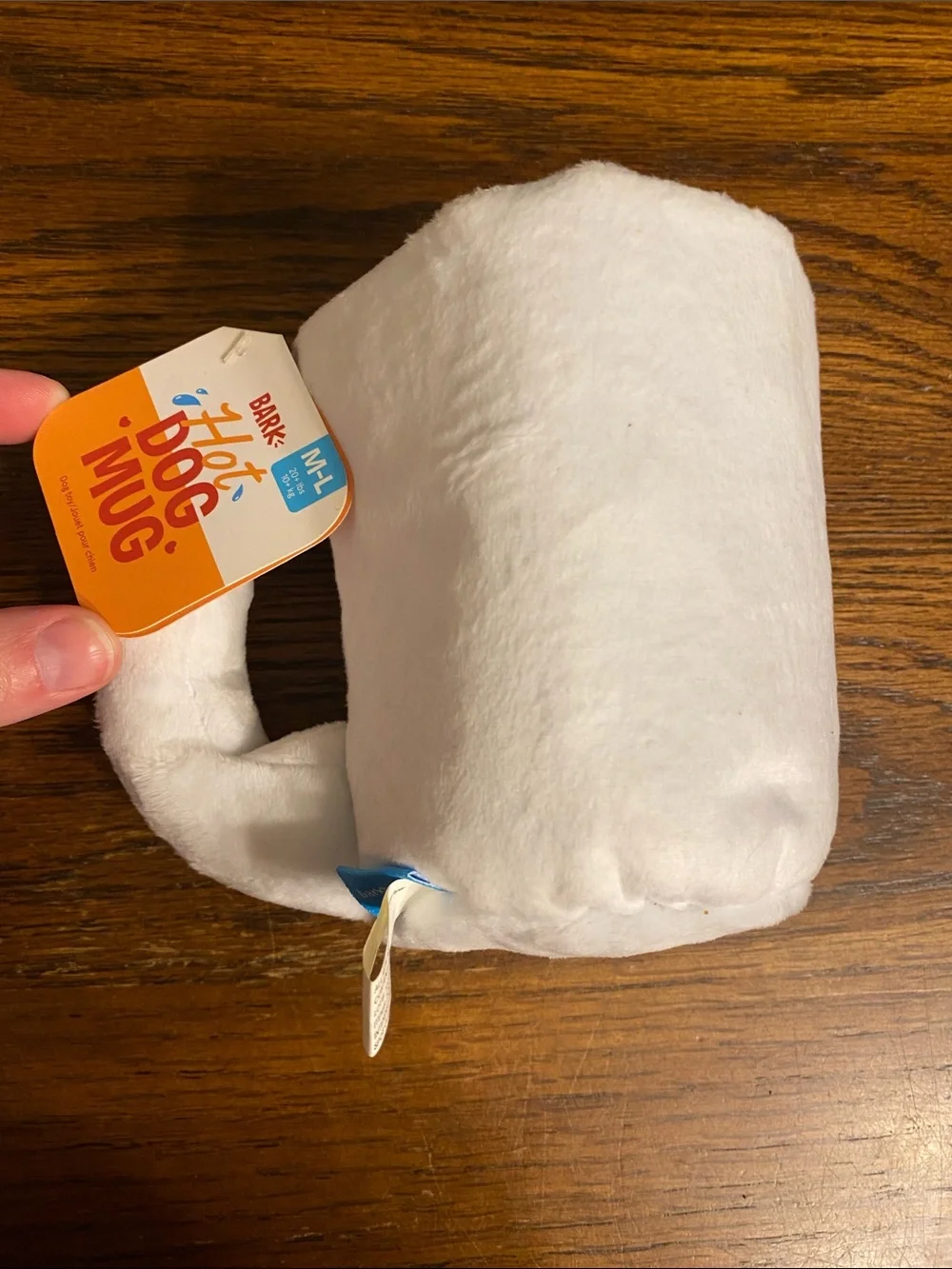 Bark BarkBox Hot Dog Mug Squeaky Plush Dog Toy Size M/L New With Tags